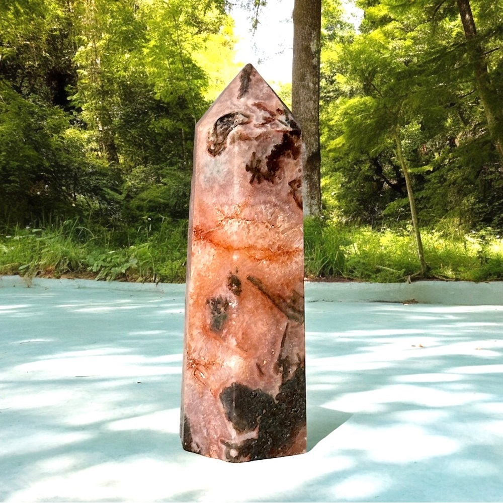 Green Moss Agate Obelisk Healing Crystal Gemstone Tower
